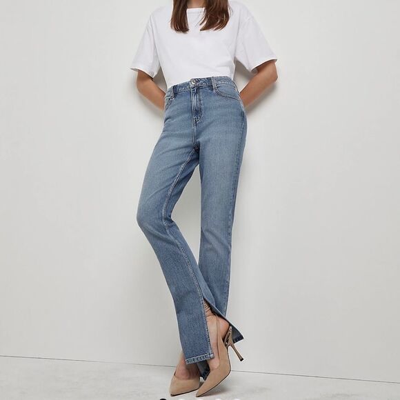 NWT Klique B Hi Rise Slim Split Flare Stretch Denim Jean 1 - Picture 1 of 7